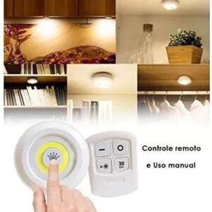 3 Luminárias Lâmpada Led Spot Sem Fio Portátil Controle Remoto - Imagem 8