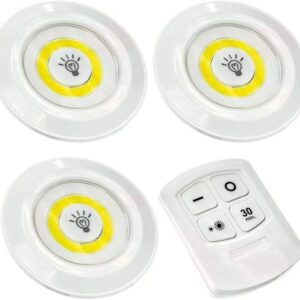 3 Luminárias Lâmpada Led Spot Sem Fio Portátil Controle Remoto - Imagem 9