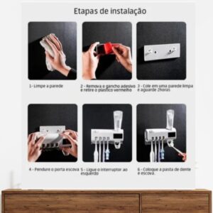 Dispenser Automático Pasta De Dente + Suporte De Escovas Uv - Imagem 6