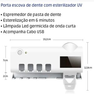 Dispenser Automático Pasta De Dente + Suporte De Escovas Uv - Imagem 11