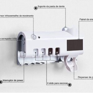 Dispenser Automático Pasta De Dente + Suporte De Escovas Uv - Imagem 14