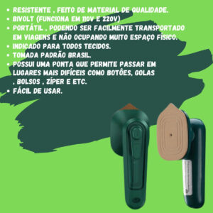 Mini Ferro De Passar Roupa Viagem Cabe Na Mala Bolsa Bivolt - Imagem 9