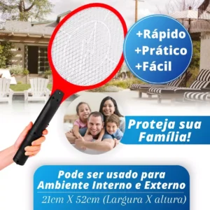 Raquete Elétrica Mata Mosquito Dengue Insetos Recarregável - Imagem 8