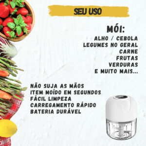 Mini Processador De Alimentos Bivolt Moedor Elétrico S/fio - Imagem 5