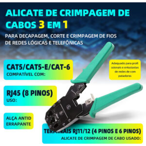 Kit Ferramentas Rede Informática Testador DE CABO Lan ALICATE Crimpar Rj45 DECAPADOR - Imagem 4