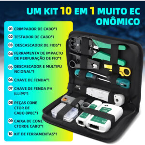 Kit Ferramentas Rede Informática Testador DE CABO Lan ALICATE Crimpar Rj45 DECAPADOR - Imagem 9