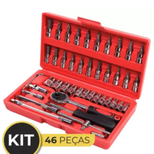 Conjunto Chaves Canhao Catraca 46 Peças Profissional Ferramentas Robustas de Fácil Manuseio - Imagem 3