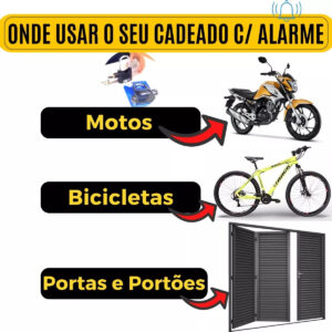 Cadeado Antifurto Lua Tek C/ Som 3 Chaves Resistente À Chuva - Imagem 6