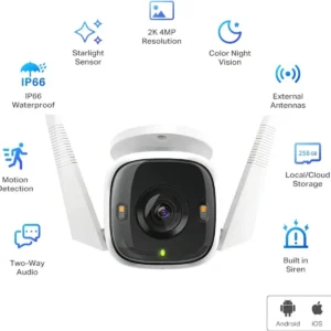 Tapo C320WS Câmera de Segurança Wifi 2K QHD Colorida IP66 - Imagem 2