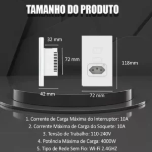 Tomada Inteligente 10a Touch Espelhado Wifi Automação Alexa - Imagem 5