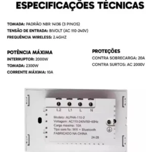 Tomada Inteligente 10a Touch Espelhado Wifi Automação Alexa - Imagem 8