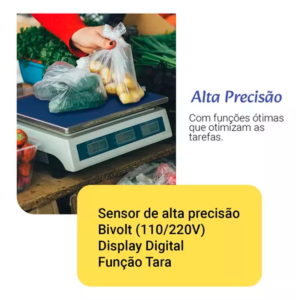Balança Comercial Digital Eletrônica 40kg Bivolt 110/220v Alta Precisão - Imagem 4