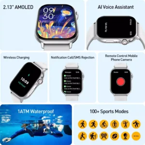 Smartwatch Peje G08 Amoled GPS Pulseira Extra A Prova D'água Prata - Imagem 4
