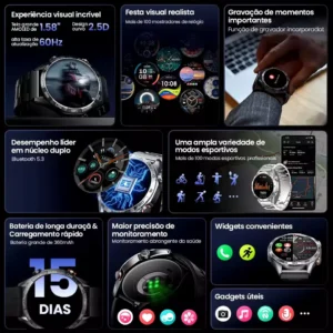 Smartwatch Haylou Solar 5 Amoled NFC A Prova Dagua Lançamento Cor Sortida Branca ou Preta - Imagem 5