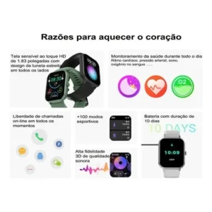 Smartwatch Peje ZW01 A Prova D'água Chamada Monitoramento - Imagem 6