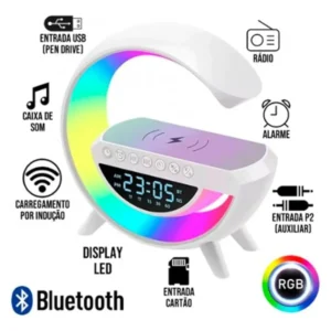 Luminaria G-Speaker Multifuncional Smart Station Led Caixa De Som Relógio - Imagem 5